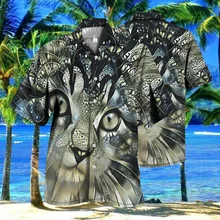 

Spring Summer 2022 Men's Shirt Casual Top 3D Cute Animal Print Street Style Hip Hop Fun Short Sleeve Shirt Youth S-4XL Oversized