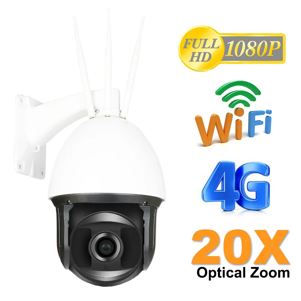 

4G SIM Card PTZ IP Camera 1080P 20X Optical Zoom 7 inch Outdoor Security Speed Dome Wireless WIFI Camera IR Night Vision 200M