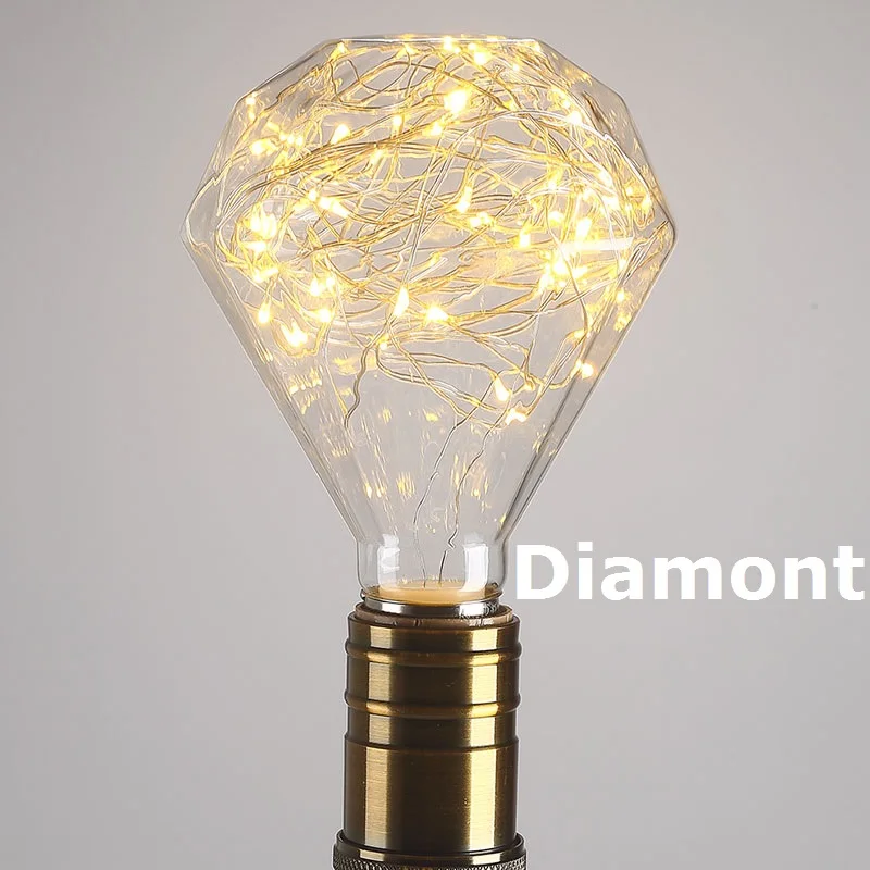 Led Light Bulbs 3D Decoration Bulb A60 Bottle CT G80 G95 G125 ST64 Heart Skull E27 Ampoule Holiday Lights Lamp For Home Decor - Цвет: Diamond Warm White