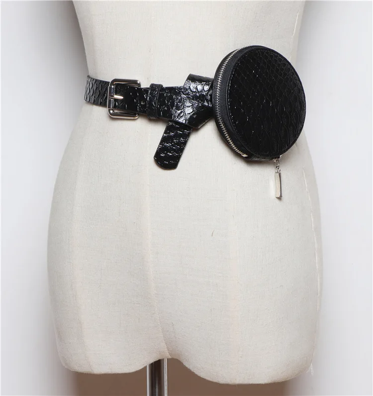 

Waist Bag Brand Women Alligator Pattern Leather Fanny Pack for Women Small Round Belt Bag 2019 Shoulder Bag Ladies Belly Bags