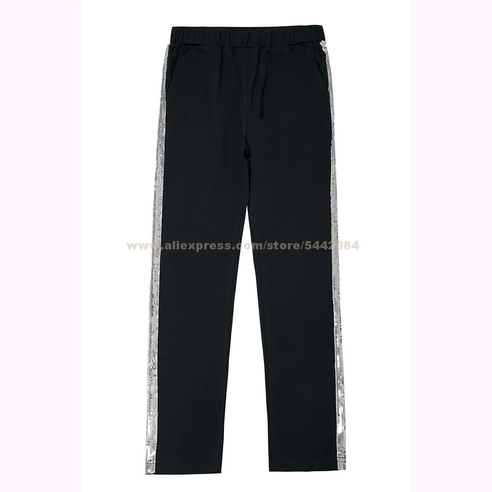 MJ Michael Jackson Billie Jean Pants Sliver Casual Stripe Trousers For Collection Party Pants Costume Cosplay Prop #1BLJD0601