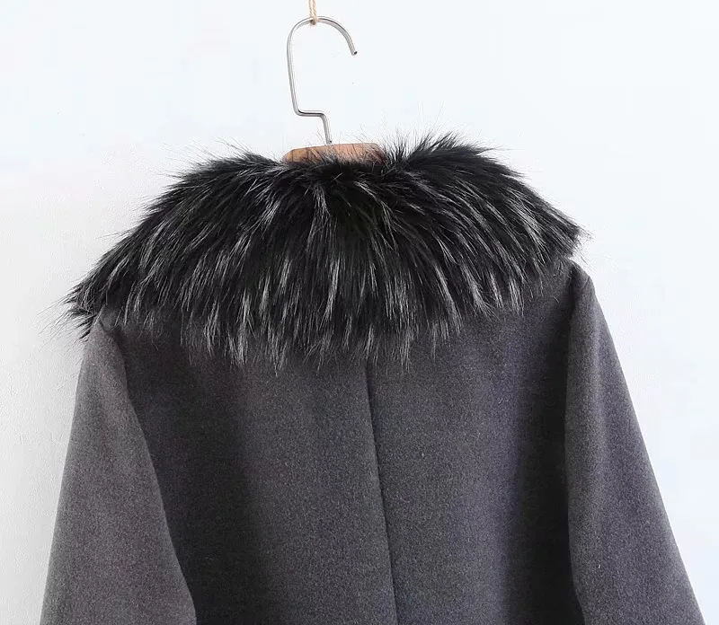 AliExpress Ebay2018 осень и зима стиль Европа и Америка женское платье из искусственного меха Одежда деконструируемый воротник шерстяной