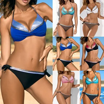 

Womens Padded Push-up Bra Bikini Set Swimsuit Bathing Suit Swimwear Beachwear biquinis feminino 2019 monokini mayo bather