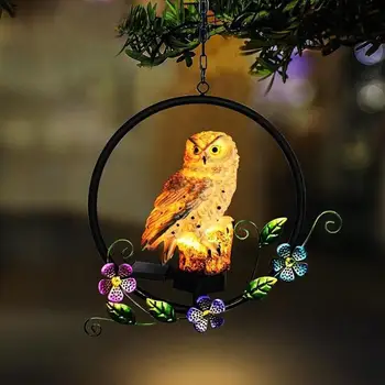 

Owl Solar Light with Solar LED Panel Fake Owl Parrot Circle Flower Hanging Lamp Waterproof Outdoor Courtyard Path Yard Gard Lamp
