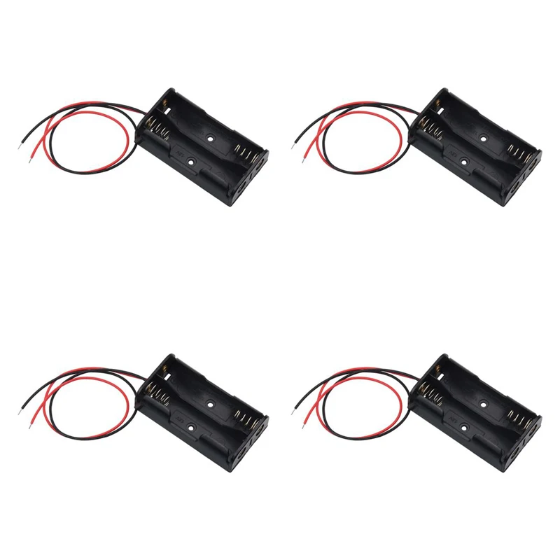 

Plastic 2 x 1.5V AA Batteries Holder Case Box with Wire Leads 2 Slots Way DIY Battery Storage Box Black Case