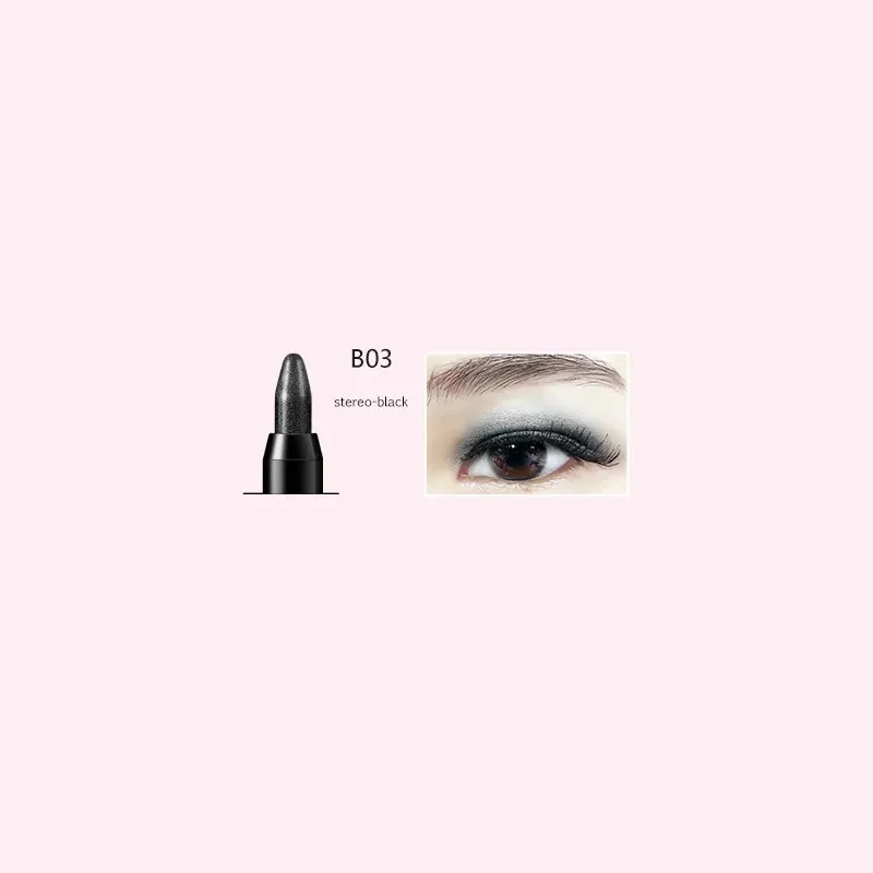 BIOAQUA Professional Makeup Eyeliner Pencil 10 Color Glitter Eye Pencil Long Lasting Waterproof Highlighter Eyeshadow Pen - Цвет: B03 Stereo Black