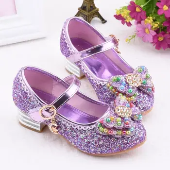 

Spring Children Leather Shoes Girls High Heel Princess Dance Sandals Kids Shoes Glitter Fashion Girls Party Dress Wedding Shoes
