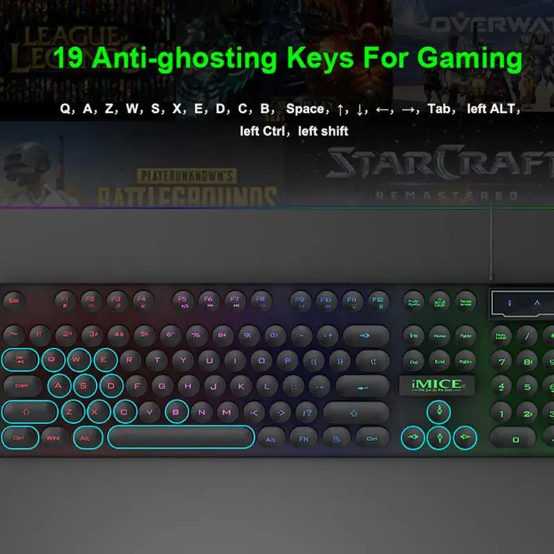 IMICE AK-800 Механическая Проводная клавиатура с USB Feeling 104 клавиш RGB с подсветкой игры силиконовые клавиши для компьютера ноутбук ПК настольный компьютер
