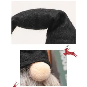 

Handmade Christmas Faceless Doll Decoration Black Hat Swedish Gnome Tomte Toy B85C