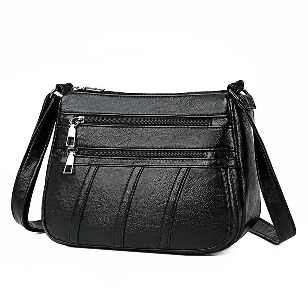 Crossbody-Bag Pu-Handbag Large-Capacity Retro Elegant Female Women Multi-Pocket Solid