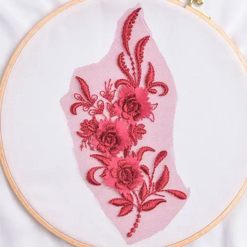 Wine red Новое поступление 3D Цветочная вышивка аппликация воротник кружево DIY отделка шитье декольте кружево ткань ремесло аксессуары для одежды - Цвет: Wine red