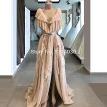 Вечерние платья ручной работы с разрезом по бокам с поясом Дубай Aibye Вечерние Длинное строгое платье ТРАПЕЦИЕВИДНОЕ платье для выпускного вечера халат De Soiree арабский