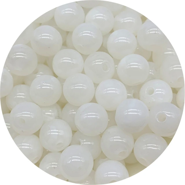 PATIKIL 10mm Acrylic Beads for Jewelry Making, 200 Pack Acrylic Round Beads  Spacer Beads for Bracelets Earring Necklace DIY Craft Style 1, White AB