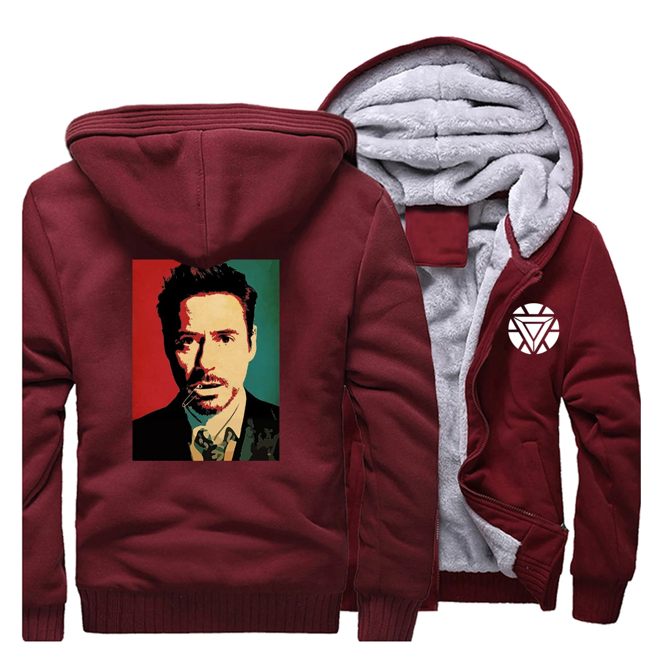 Tony Stark, куртка Железного человека, худи, сохраняющая тепло, зимняя, горячая Распродажа, мужская толстовка с капюшоном, модная, Мстители, топ, уличная одежда, утепленная одежда - Цвет: Wine Red