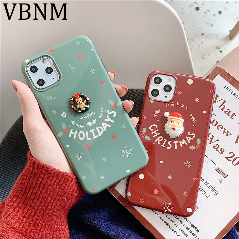 3D Happy Santa Claus Christmas Phone Case For iPhone 11 Pro MAX XR Silicone Matte Back Cover X XS Max 7 8 Plus |