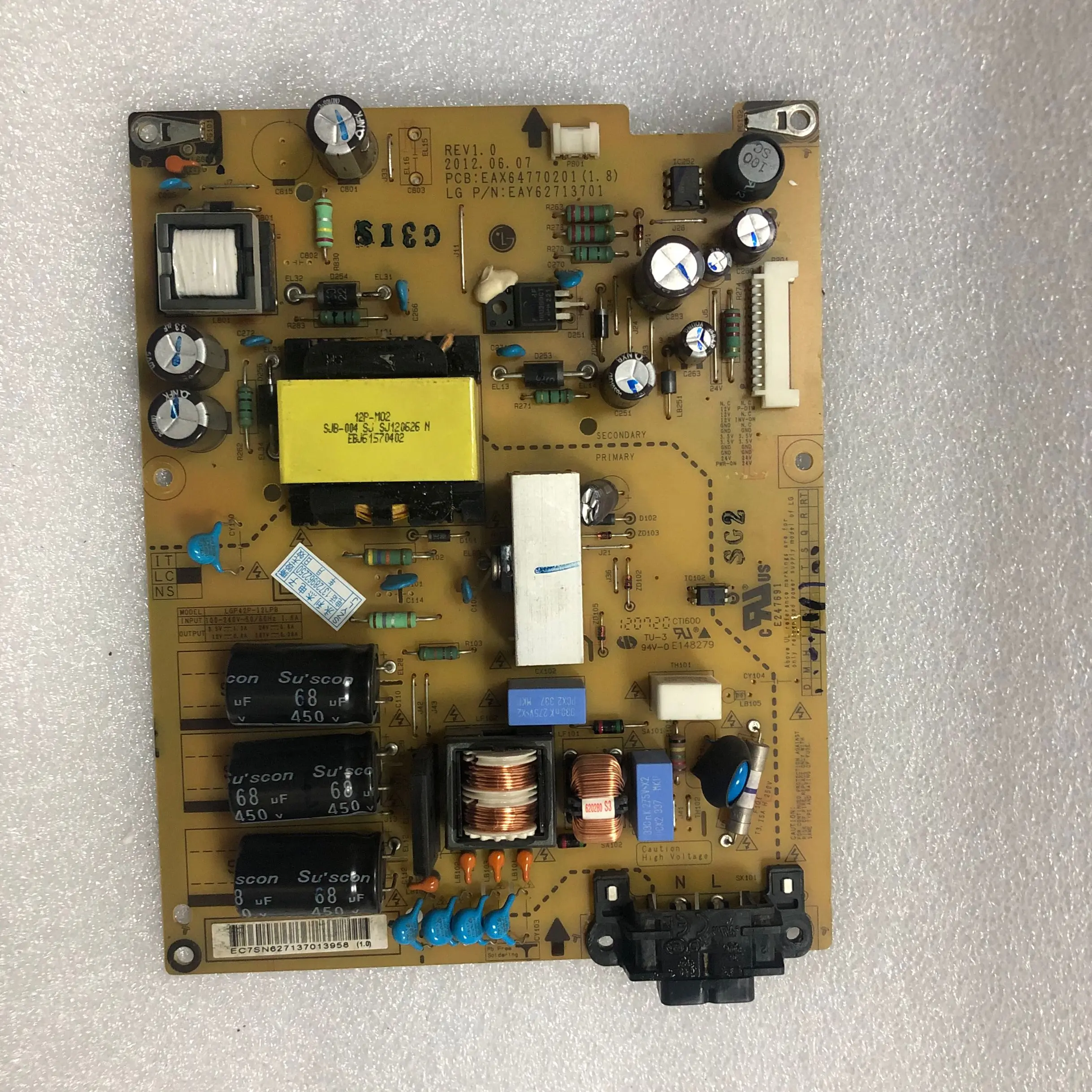 Тест для LG 42LS315H/LS3150 EAX64770201 LGP42P-12LPB EAY62713701 плата питания