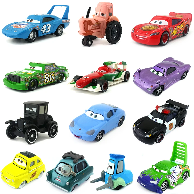 Disney-Coche de juguete de Pixar Cars 2 3, Rayo McQueen Mater King, Chick, icks, lechosa, 1:55, vehículo fundido a presión, de aleación de Metal, regalo para chico