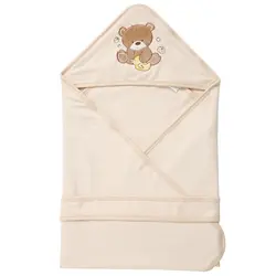 Одеяло для сна с капюшоном для новорожденных, одеяло для младенца, для мальчиков и девочек 0-3 месяцев, хлопковое зимнее с рисунком медведя