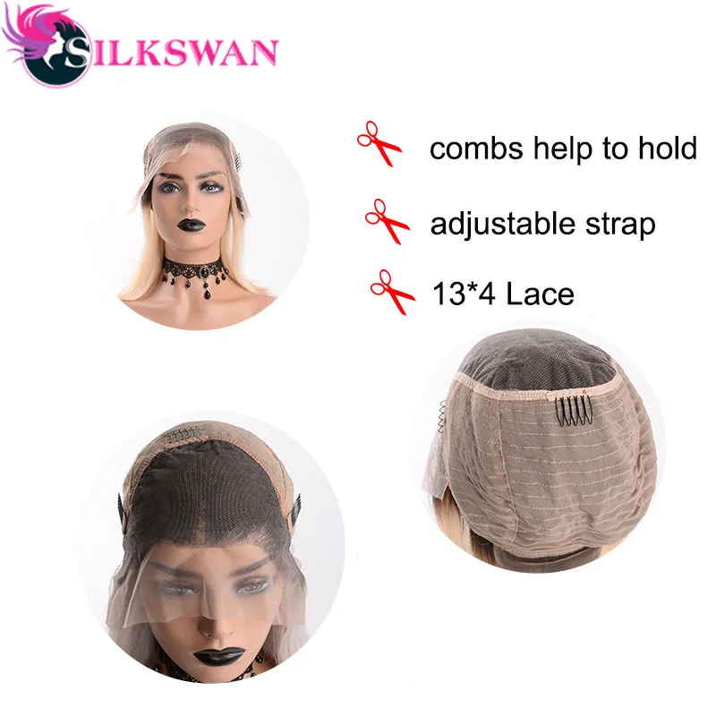 Silkswan, прямые, Омбре, цвет, 13*4, парик на кружеве, 180 плотность, бразильские волосы remy, предварительно выщипанные, Боб, парики, швейцарское кружево, средняя часть