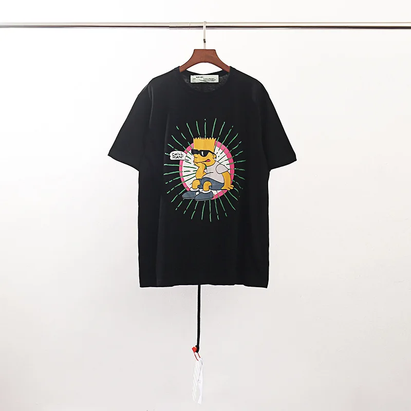 OFF-WHITE Симпсон тонкая хлопковая летняя парная футболка с короткими рукавами и рисунком