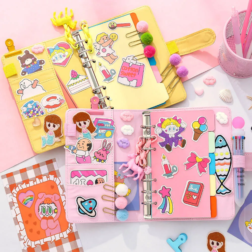 Ring Binder DIY Notebook Lovely Girls DIY Scrapbook Notebook Creative A6 Spiral Diary Book Ring Binder DIY Notebook Lovely Girls DIY Scrapbook Notebook Creative A6 Spiral Diary Book