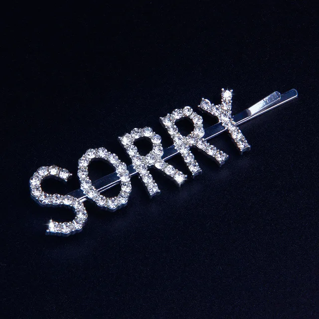 SORRY StoneFans Bling GLAM с надписью Boss rhinestone заколки для волос аксессуары для волос свадебные шпильки заколки для волос для женщин - Окраска металла: SORRY