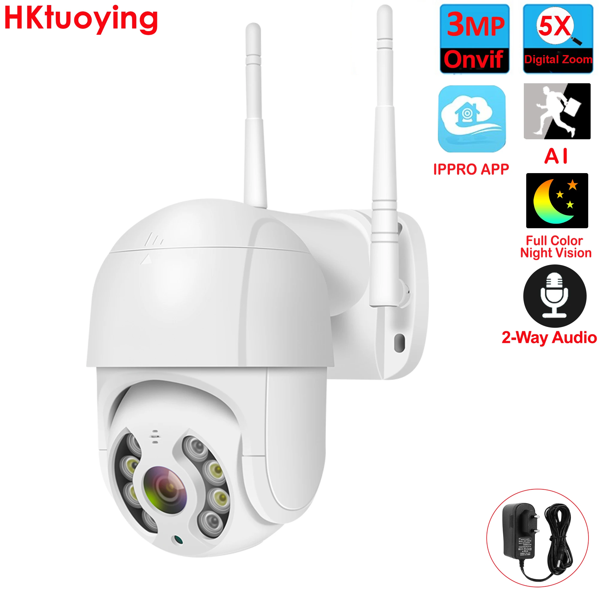 3.0MP Wireless PTZ IP Camera WIFI 5X Digital Zoom Outdoor Security Camera for 1080P Wireless NVR Kit IPPro APP