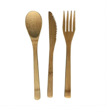 

100set/lot 3 in1 Japanese Style Bamboo Wooden Cutlery Set Fork Cutter Cutting Reusable Kitchen Tool 3pcs/set