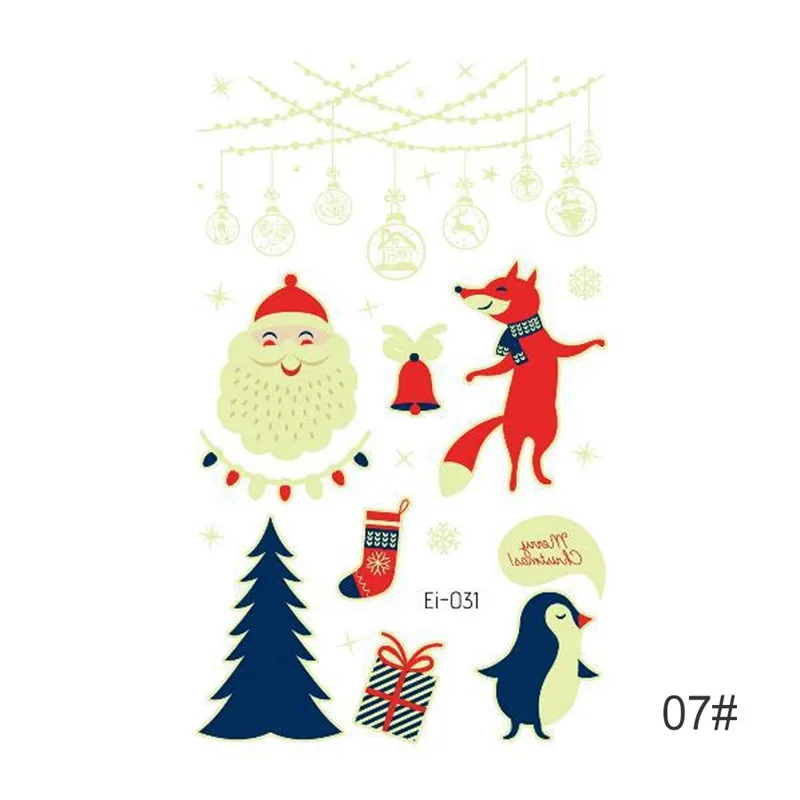 Рождественская светящаяся Татуировка Снеговик Taty для малышей штаны с фальш-вставкой, на Рождество, сверкающий в темноте Водонепроницаемый временные наклейки для временных татуировок