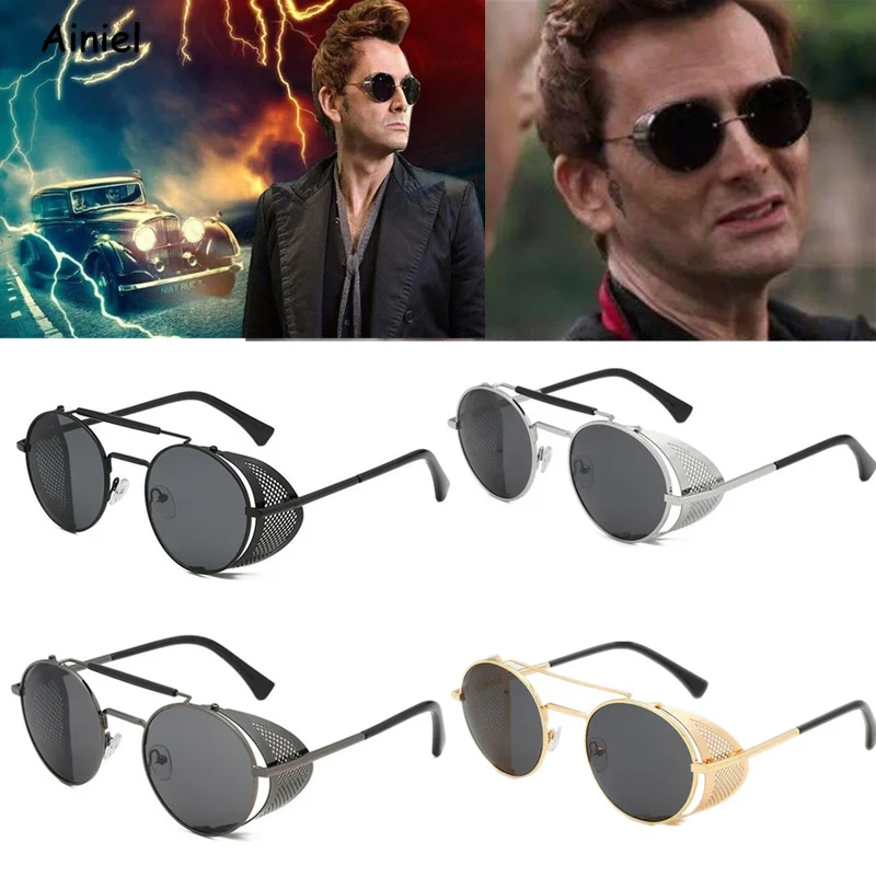

Summer Good Omens Crowley David Tennant Sunglasses Cosplay Props Punk Glasses Windshield Male Ladies Women Mens Sun Glass