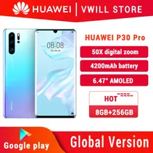 Huawei Hisilicon Kirin 980 P30 Pro Mobilephone 256GB 8GB WCDMA/GSM/LTE NFC Supercharge