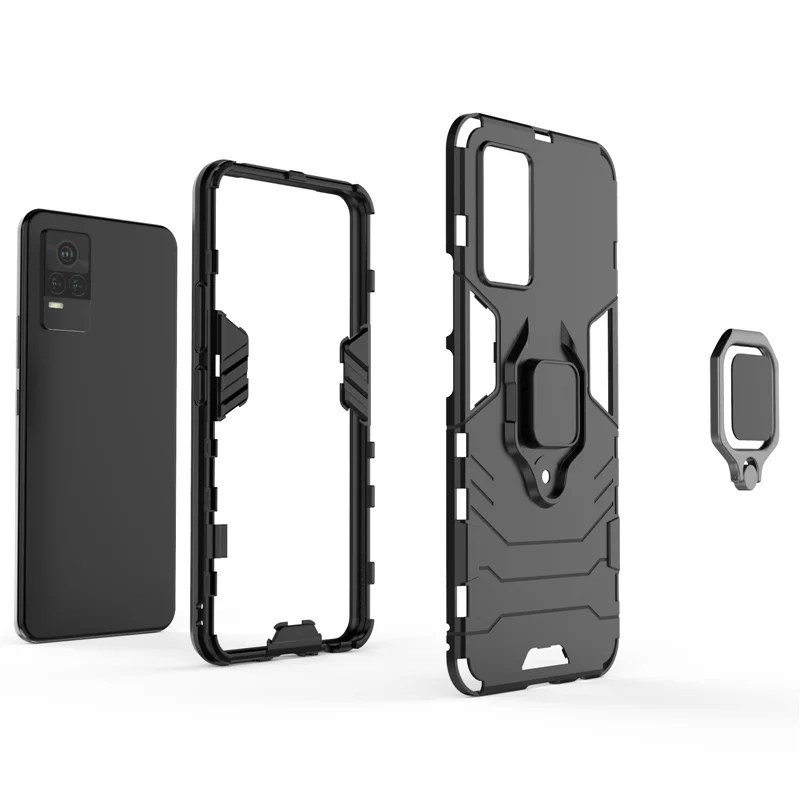Hybrid Rugged Armor Shockproof Case with Magnetic Metal Ring Stand