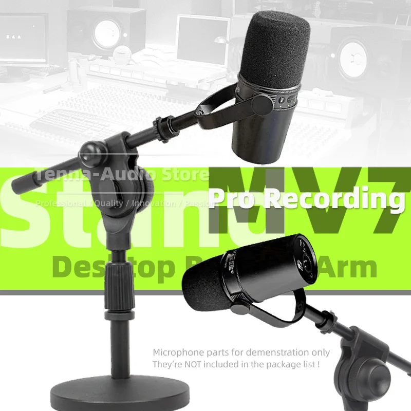 Desktop Gravação Mic Titular Base Redonda Ajustável Suporte de Mesa para Shure Mv7 mv Tabletop Boom Braço Mount Suporte para Microfone
