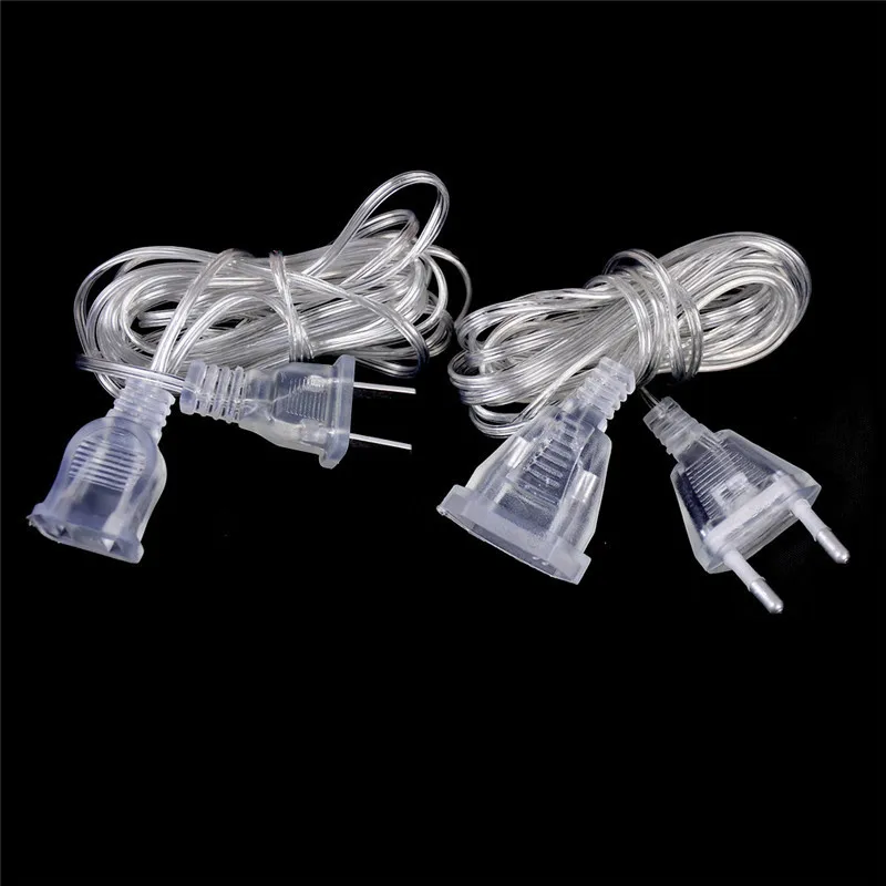 3M Power Garland Extension Lengthened Line Cable EU/US Plug Extender Transparent Wire For Christmas Lights Wedding Decoration