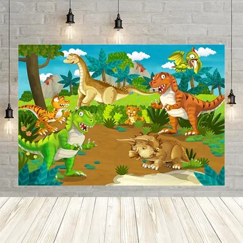 

Avezano Cartoon Dinosaur Forest Jungle Clouds Sky Child Baby Shower Birthday Party Decor Backdrop Photo Background Custom Studio
