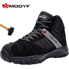 MODYF/Мужская Рабочая защитная обувь со стальным носком; уличные ботильоны; модная обувь с прокалыванием