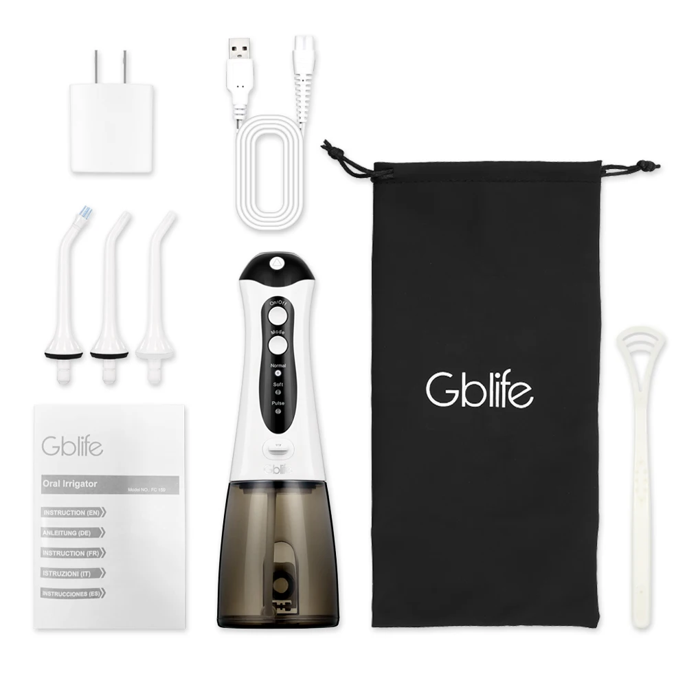 Goedkoop GBlife FC159 Monddouche USB Oplaadbare Water Bleken Draagbare Tandheelkundige Waterstraal 300ML Water Tank Waterdicht Tanden Schoner