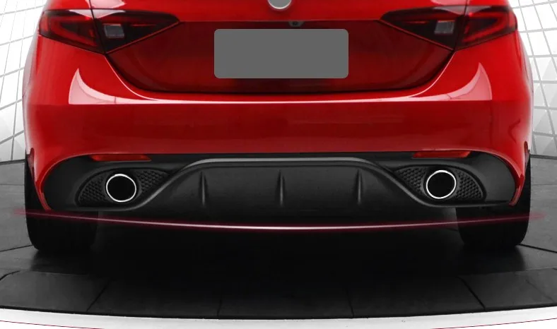 Задний бампер для губ Диффузор с выхлопной для Alfa Romeo Giulia Sedan 4 двери Quadrifoglio TI черный PP