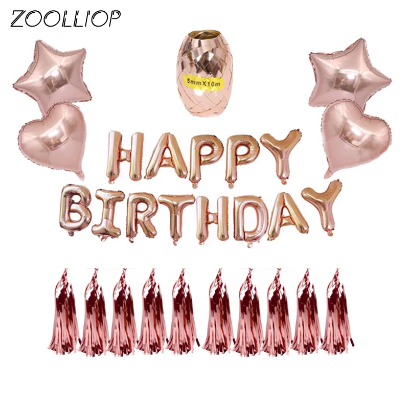 Happy Birthday balloon air Letters Alphabe Rose Gold foil balloons kids toy wedding party birthday helium globos baloon | Дом и сад