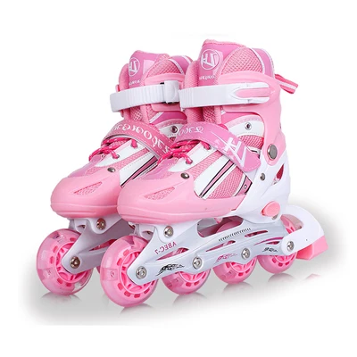 Pink S EU31-34 1 комплект встроенные Детские подростковые ледяные обувь для скейтборда Регулируемые моющиеся ПУ колеса Patines 3 - Цвет: Pink S EU31-34