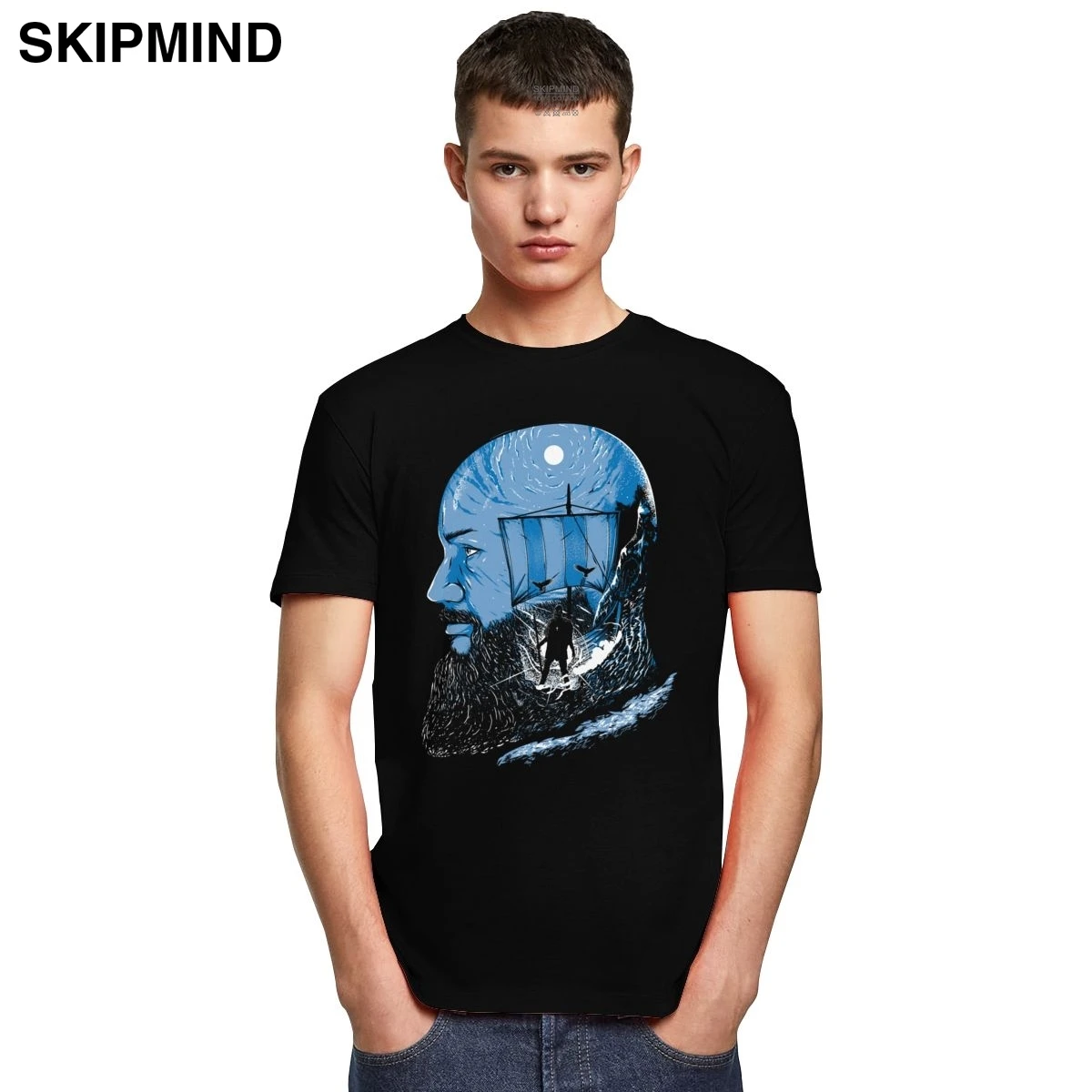 Футболка мужская с круглым вырезом крутая тенниска короткими рукавами в стиле