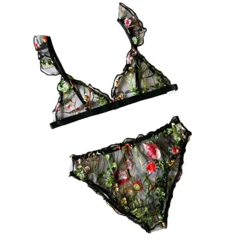 

Women Flower Bra Set Embroidery Lace Underwear Plus Size Bra Sexy Lingerie Set Flower Linger Lace Culotte Femme Lenceria
