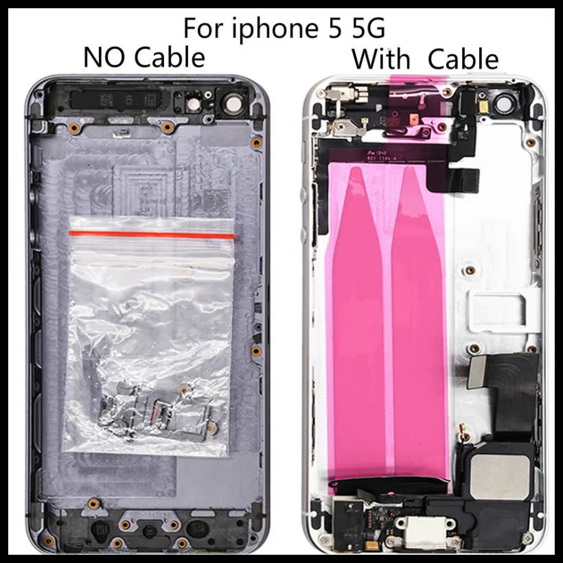 Абсолютно полный корпус чехол для iPhone 5 5G батарея задняя крышка Корпус рамка с гибким кабелем