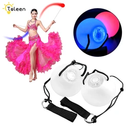 Boules de danse du ventre, 4 pièces, boules lancées, lumière LED RGB, POI, accessoires de danse du ventre à main, accessoires de Performance sur scène 
