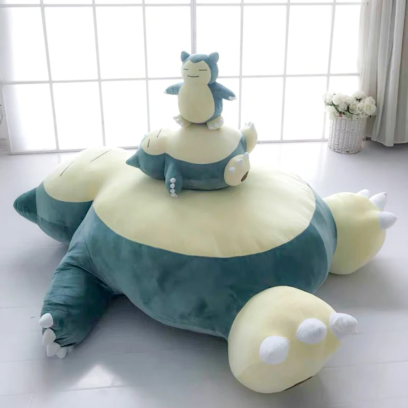 100/200cm Giant Snorlax Skin Plush Pillow Toy Cover Anime SnorNg Plushies Pillows Cartoon Soft Pillow Case with Zipper Kids Gift black cushions