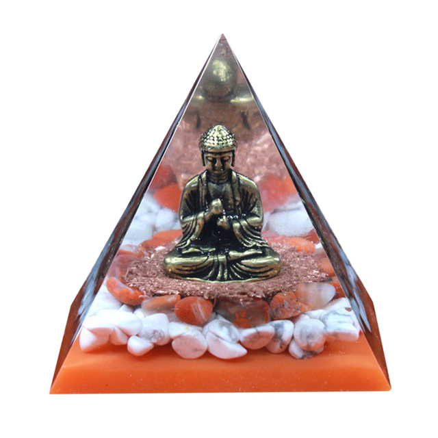 Buddha Statue Energy Generator Orgone Pyramid Amethyst Peridot Healing Crystal Reiki Chakra Orgonite Pyramid Meditation Tool