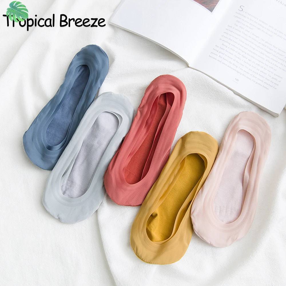 5 pairs women girl spring summer shallow invisible solid fashion slippery silica antiskid ankle short cotton socks | Женская одежда