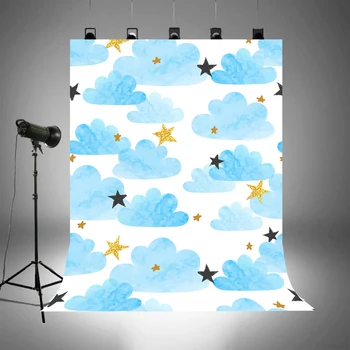 

BEIPOTO Pink Blue Cloud gold stars baby shower backdrop newborn Photography props photo background kids portrait studio props