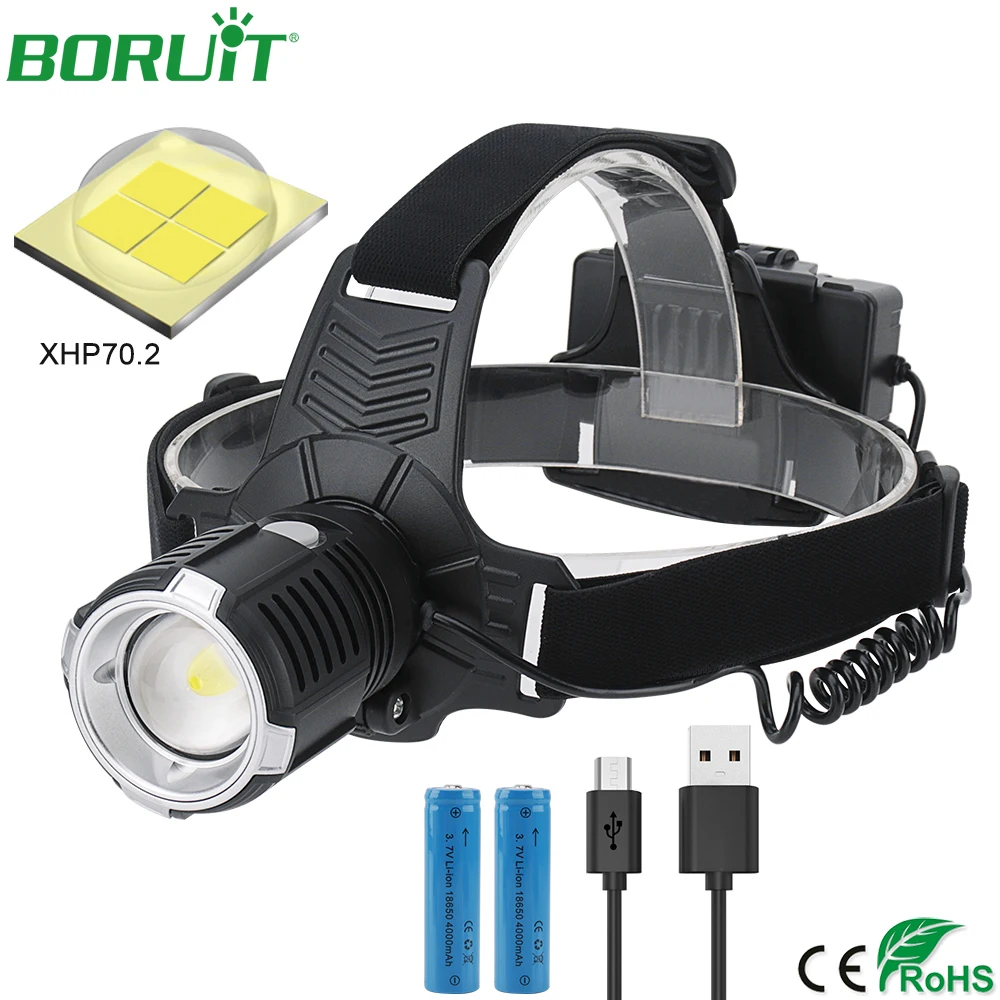 Waterproof LED Head Torch Light USB Rechargeable Headlamp Flashlight Headlight