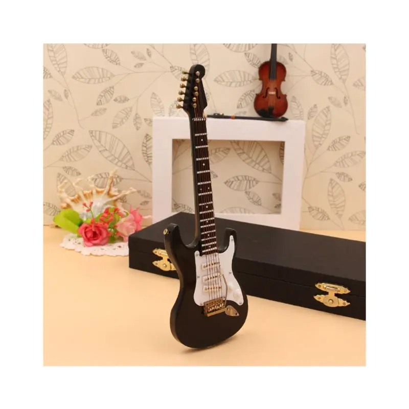 Мини электрогитара модель миниатюрная гитара РА Реплика инструмент Декор Орнамент - Цвет: Черный